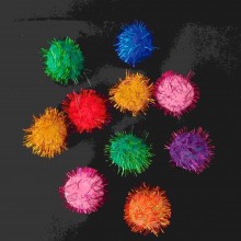 10 פונפונים נצנצים כהים בגודל 4 ס"מ