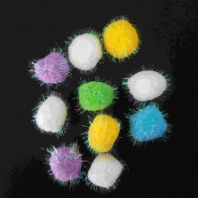 10 פונפונים נצנצים בהירים בגודל 4 ס"מ