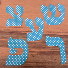 36 אותיות ליצירת כותרות צבע תכלת נקודות ללוחות