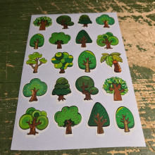 חבילת מדבקות עצים קומיקס מצויירים