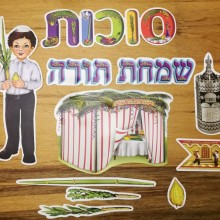 כרזה ללוח סוכות ושמחת תורה+סמלי החג