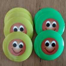 12 צלחות מעופפת קטנות חייכן ירוק/צהוב