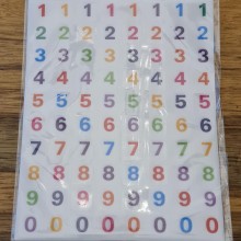 חבילת מדבקות ספרות צבעוני קטן רקע שקוף