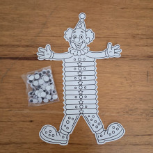 ליצן אקורדיון עם עיניים זזות לצביעה ויצירה